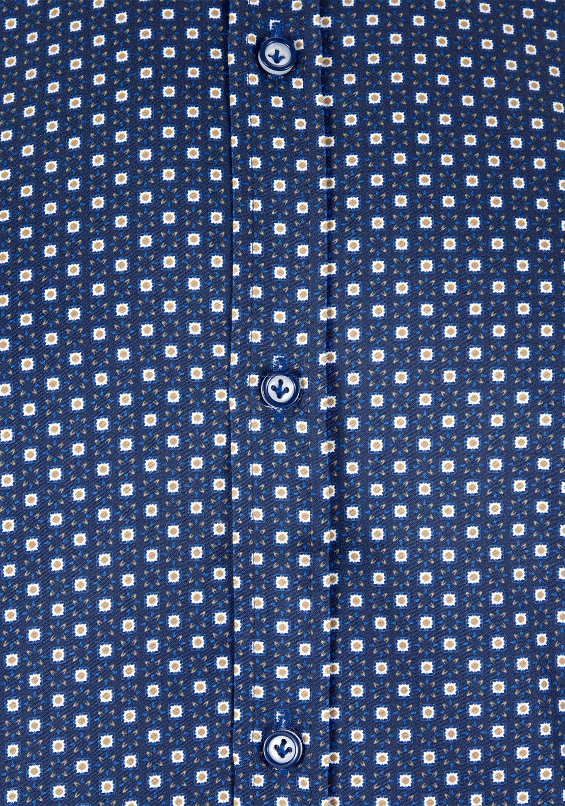 Andre Nevada Long Sleeve Geo Print Shirt, Navy & Tan