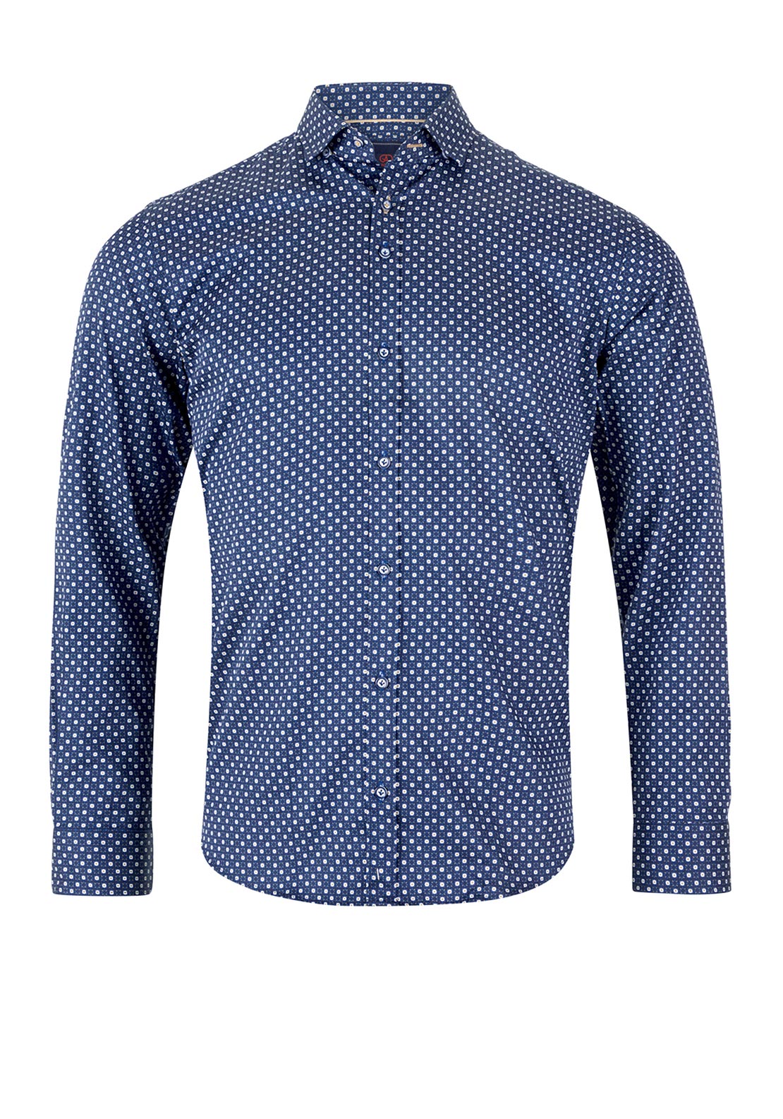 Andre Nevada Long Sleeve Geo Print Shirt, Navy & Tan