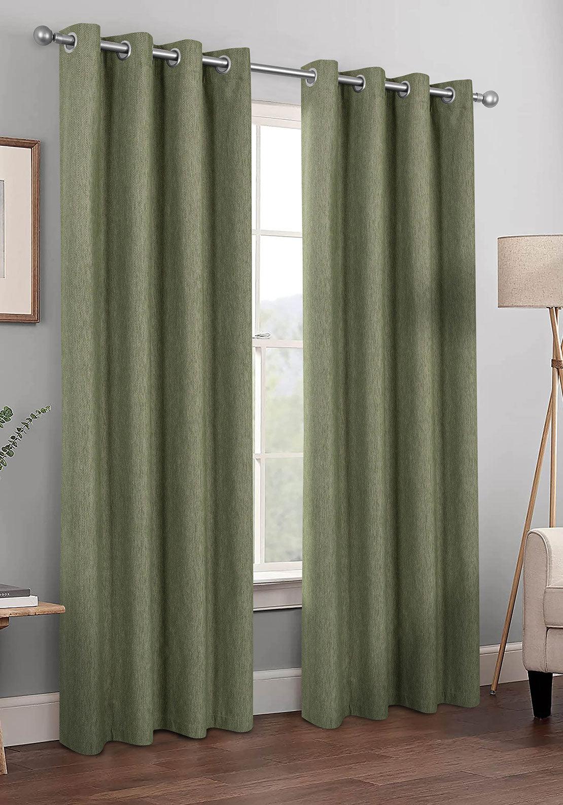 EA Design Nova Herringbone 90x90” Blackout Curtains, Green