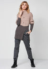 NU Denmark Rokka High Neck Long Knit Sweater, Dark Grey & Beige
