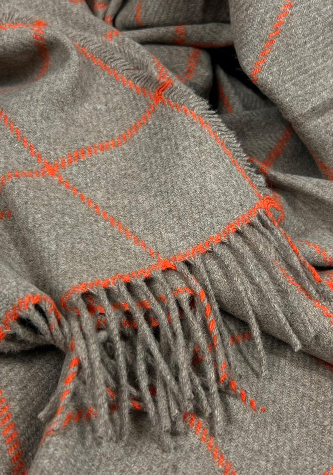 McNutt of Donegal Nutmeg Windowpane Throw, Grey & Orange