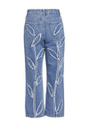 Object Fray Leaf Design Straight Leg Jeans, Medium Blue Denim