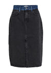Object Beate High Rise Denim Midi Skirt, Black Denim