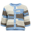 Object Crina Knit Colour Block Cardigan, Blue Multi