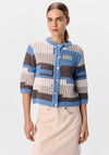 Object Crina Knit Colour Block Cardigan, Blue Multi