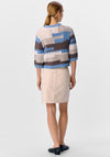Object Crina Knit Colour Block Cardigan, Blue Multi
