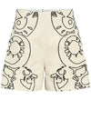 Object Maple High Waist Embroidered Shorts, Beige