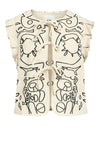 Object Maple Embroidered Tie Front Top, Beige