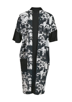 My Soul Oldies Monochrome Print Dress, Black & White