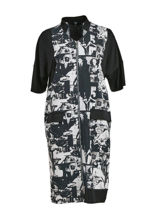 My Soul Oldies Monochrome Print Dress, Black & White