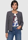 Olsen Button Up Textured Jacket, Navy Multi