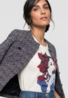 Olsen Button Up Textured Jacket, Navy Multi