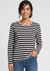 Olsen Striped with Logo Detail Top, Navy Multi