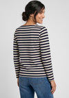 Olsen Striped with Logo Detail Top, Navy Multi