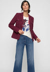 Olsen Graphic Print Round Neckline Top, Cream Multi