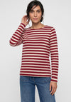 Olsen Striped with Embroidered Logo Top, Red Multi