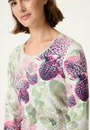 Olsen Floral Rhinestone Print Top, Green