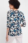 Olsen Geo Printed Round Neckline Blouse, Navy Blue