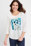 Olsen Geo Printed Rhinestone T-Shirt, White