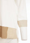 Ora Contrasting Detail V-Neck Top, White