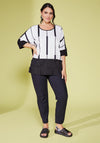 Ora Contrast Hemline Print Top, Black & Off-White