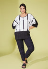Ora Contrast Hemline Print Top, Black & Off-White