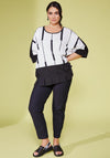 Ora Contrast Hemline Print Top, Black & Off-White