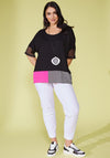 Ora Contrasting Stripe Hem Top, Black