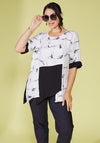 Ora Asymmetrical Hem Print Top, White & Black