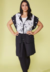 Ora Contrast Panel Print Jacket, White & Black