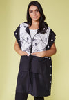 Ora Contrast Panel Print Jacket, White & Black