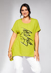 Ora Placement Print Dip Hem Top, Lime