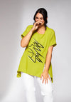 Ora Placement Print Dip Hem Top, Lime