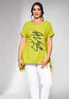 Ora Placement Print Dip Hem Top, Lime