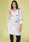 Ora Print Pocket Drawstring Hooded Jacket, White