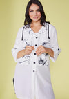 Ora Print Pocket Drawstring Hooded Jacket, White