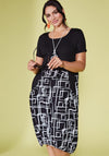 Ora Geo Print Midi Dress, Black