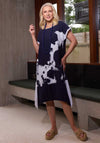 Ora Marble Print Elasticated T Shirt Dress, Navy