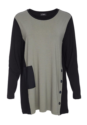 Ora Asymmetric Button Panel Top, Green
