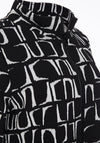 Ora High Neck Letter Zip Up Jacket, Black & White