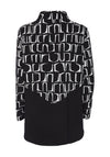 Ora High Neck Letter Zip Up Jacket, Black & White