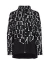Ora High Neck Letter Zip Up Jacket, Black & White