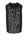 Ora Jacquard Letter Design Zip Up Waistcoat, Black