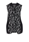 Ora Jacquard Letter Design Zip Up Waistcoat, Black