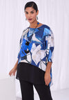 Ora Chiffon Trim Print Top, Blue