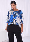 Ora Chiffon Trim Print Top, Blue