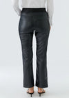 Oui Faux Leather Branded Waistband Trousers, Black