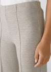 OUI Jersey Blend Houndstooth Pattern Trousers, Brown Off-White