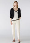 Oui Ribbed Knit Short Cardigan, Black