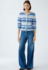Oui Striped Knit Cardigan, Light Blue